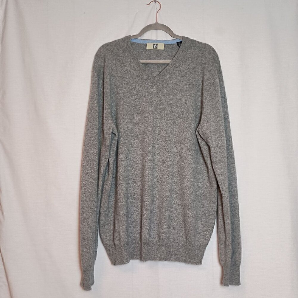 ACE Pure Cashmere Men's V Neck, Long Sleeve, Pull-over, Sweater Size XL